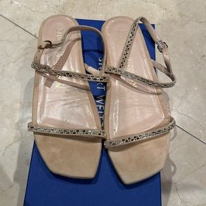 Stuart weitzman jewel flat pink suede sandals